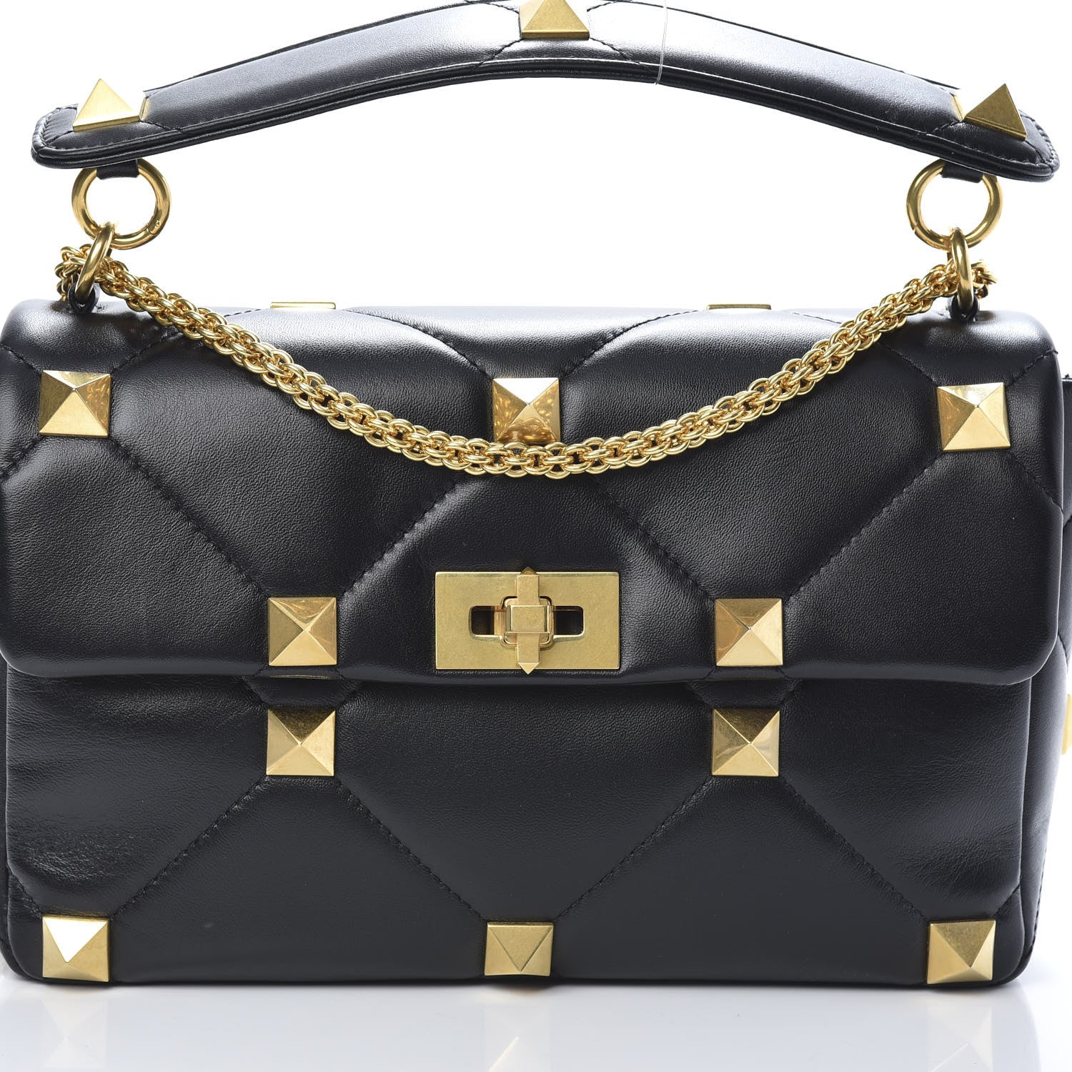 Valentino Garavani Nappa Large Roman Stud Shoulder Bag Black 7 of 10