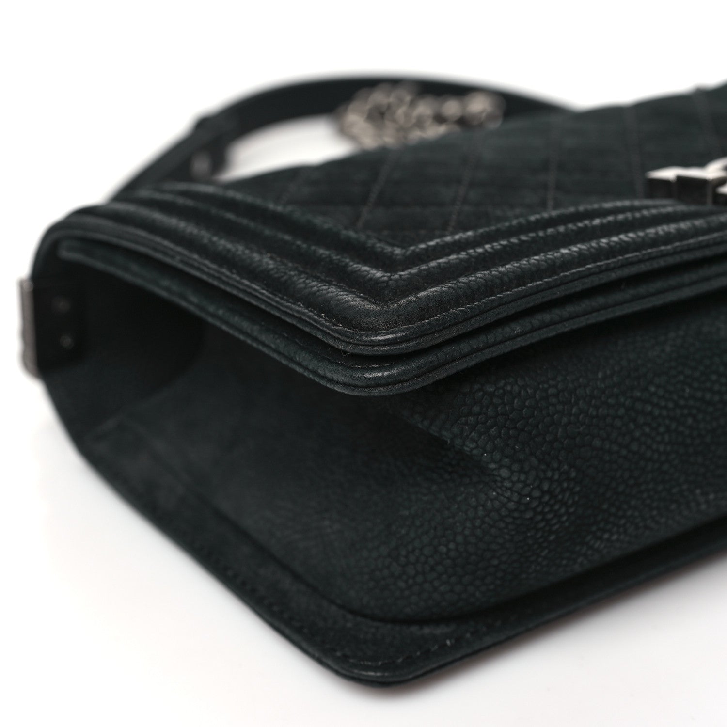 Chanel Bullskin Suede Caviar Quilted Medium Boy Flap Black 9 of 11