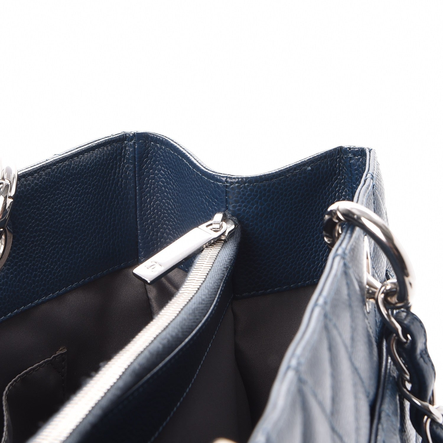 Chanel Caviar Grand Shopping Tote GST Dark Blue 10 of 12
