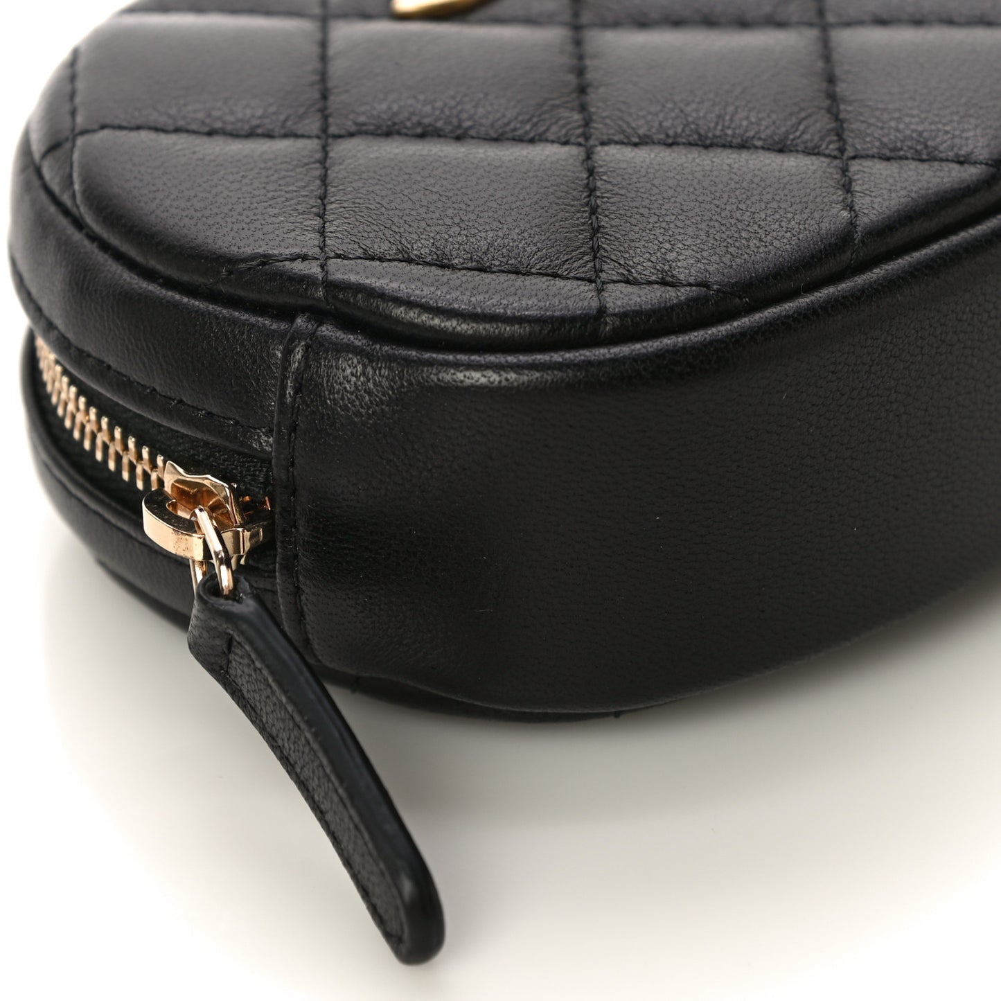 Lambskin Quilted Zip Around Classic Coin Purse Black