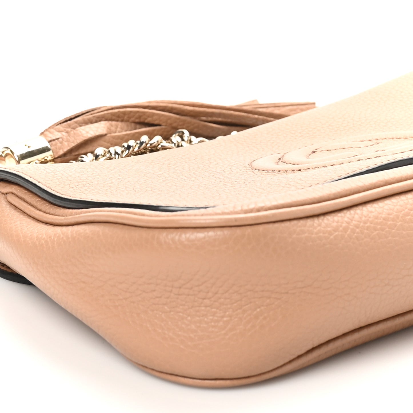 Pebbled Calfskin Medium Soho Flap Crossbody Camelia
