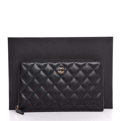 Chanel Caviar Quilted Large Zip Around Organizer Wallet Black 9 of 9