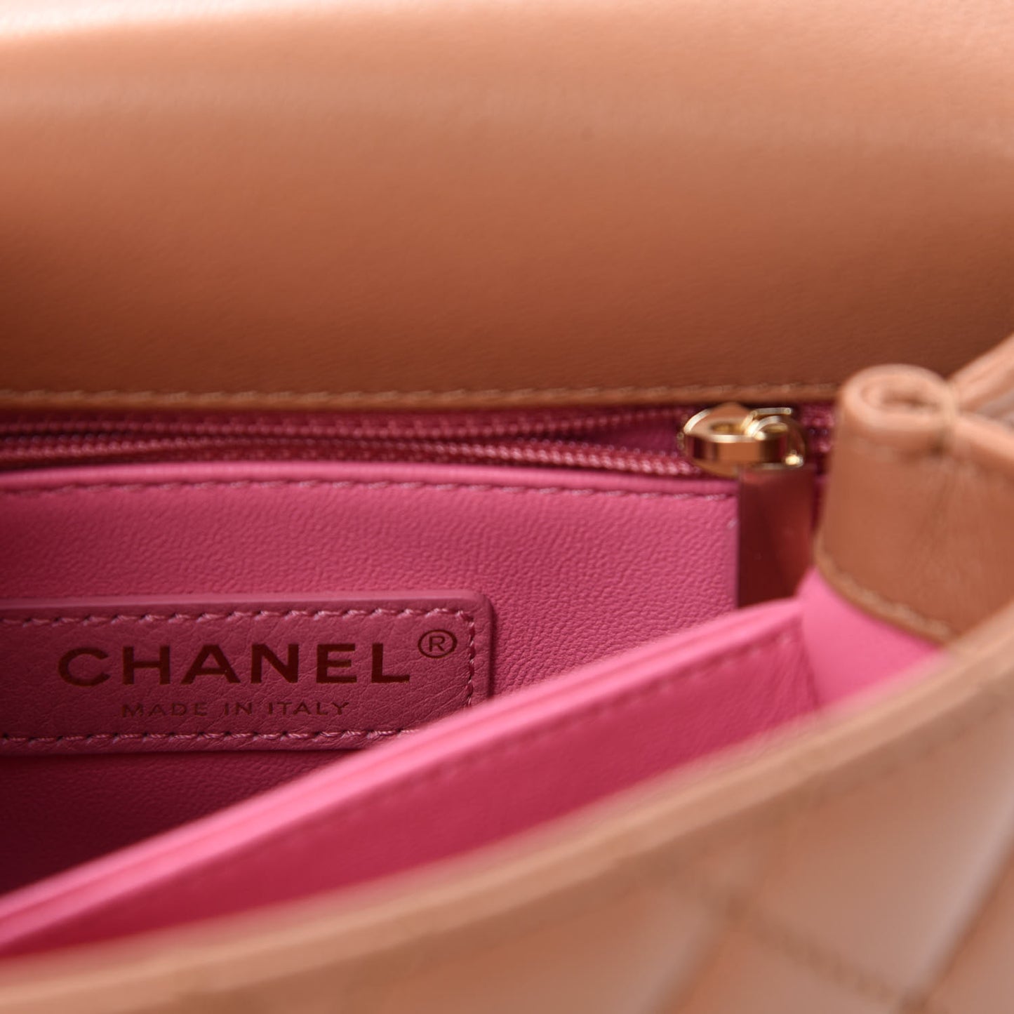 Goatskin Quilted Extra Mini Rainbow Coco Handle Flap Brown