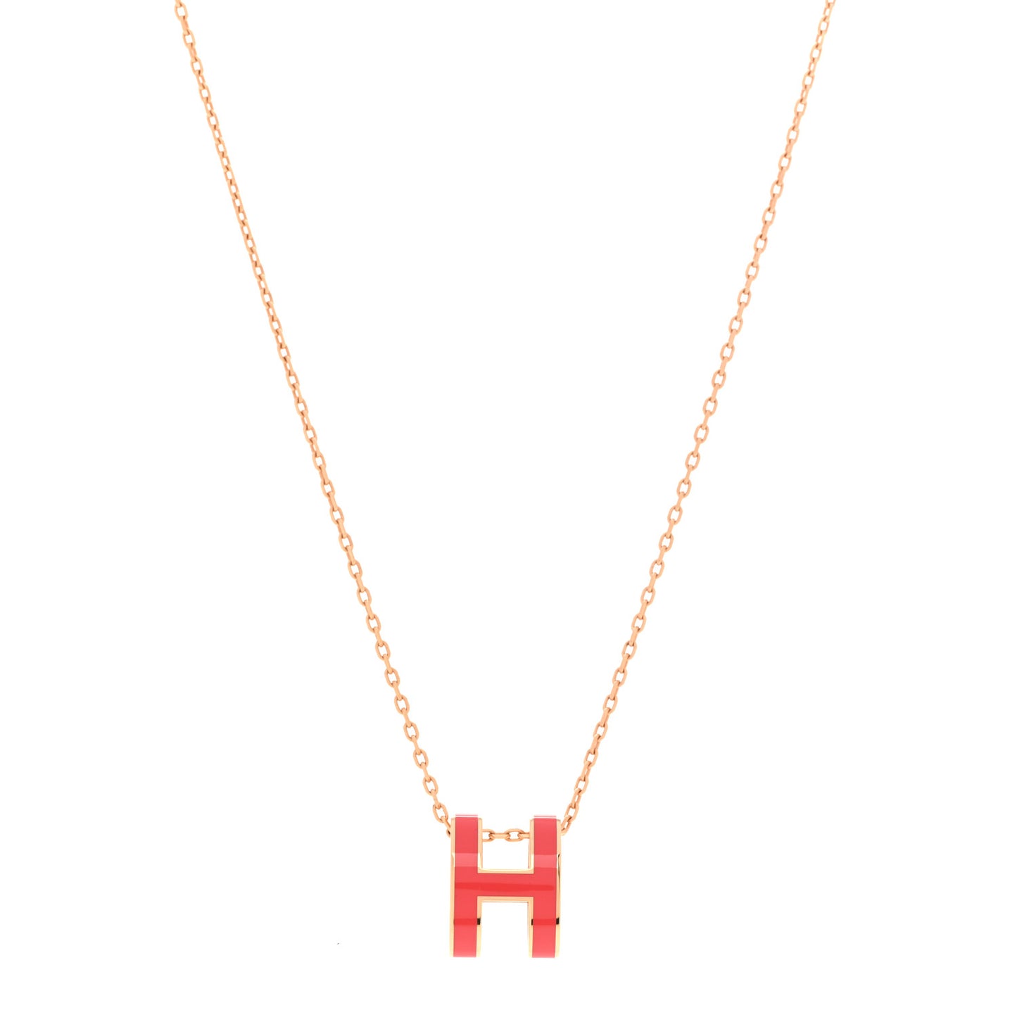 Lacquered Gold Pop H Pendant Necklace Rose Extreme