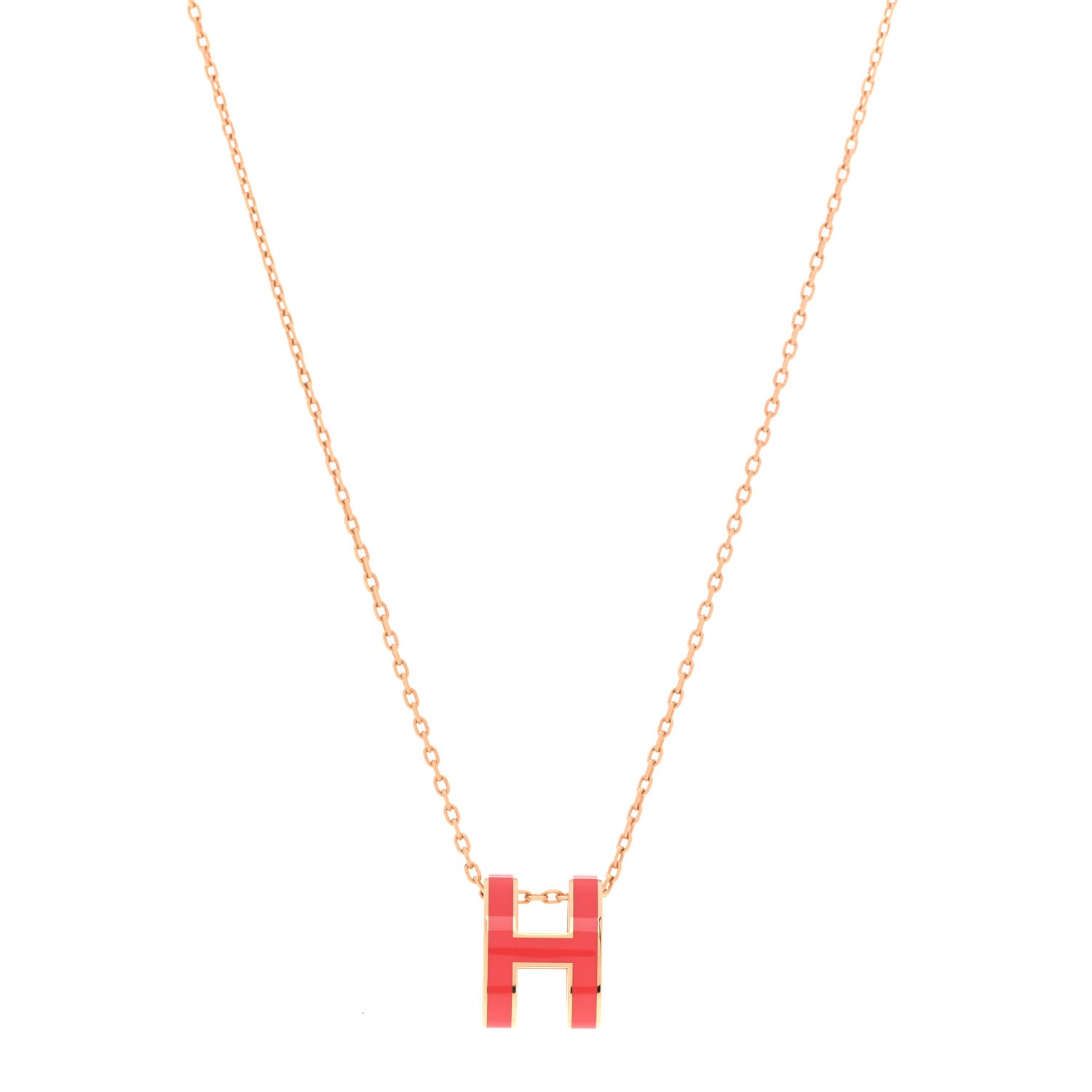 Hermes Lacquered Gold Pop H Pendant Necklace Rose Extreme 1 of 6