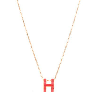 Hermes Lacquered Gold Pop H Pendant Necklace Rose Extreme 1 of 6