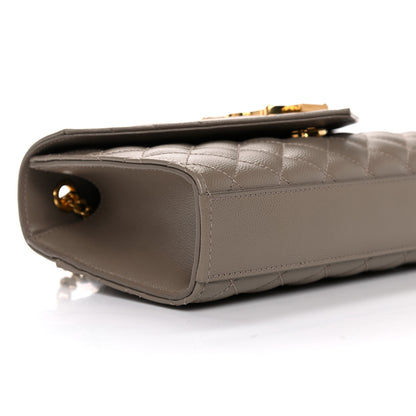 Saint Laurent Grain De Poudre Textured Mixed Matelasse Triquilt Small Monogram Satchel Dark Beige 5 of 11