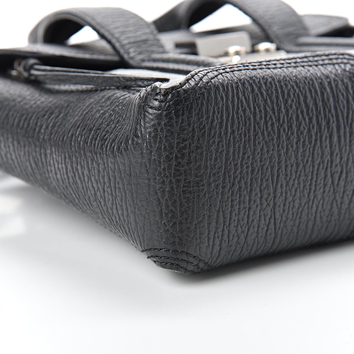3.1 Textured Calfskin Denim Mini Pashli Satchel Black