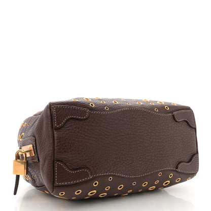 Prada Vitello Daino Grommet Satchel Bruciato 4 of 10