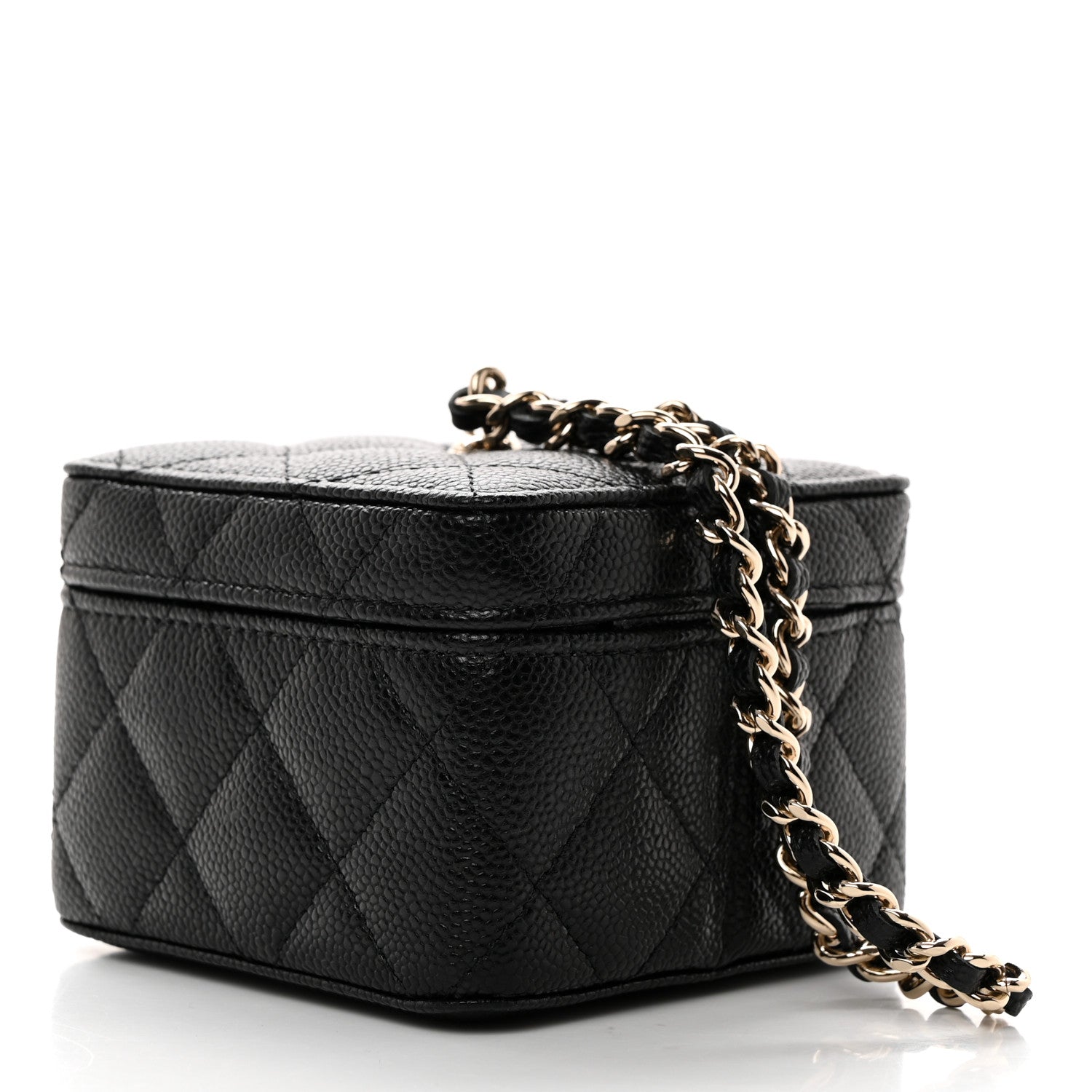 Chanel Caviar Quilted Mini Vanity Wrist Case With Chain Black 3 of 7