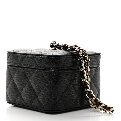 Chanel Caviar Quilted Mini Vanity Wrist Case With Chain Black 3 of 7