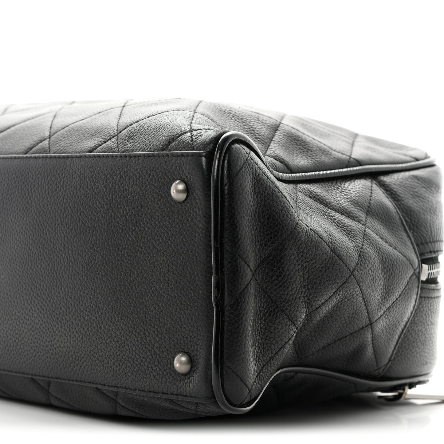 Caviar Patent Quilted Large Bowler Black