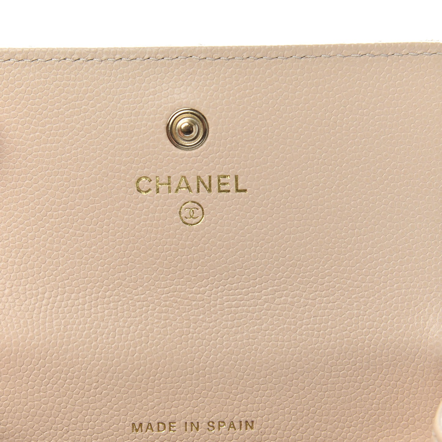 Caviar Pearl Quilted Coco Candy Flap Card Holder Beige