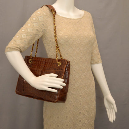 Chanel Alligator Tote Brown 2 of 8