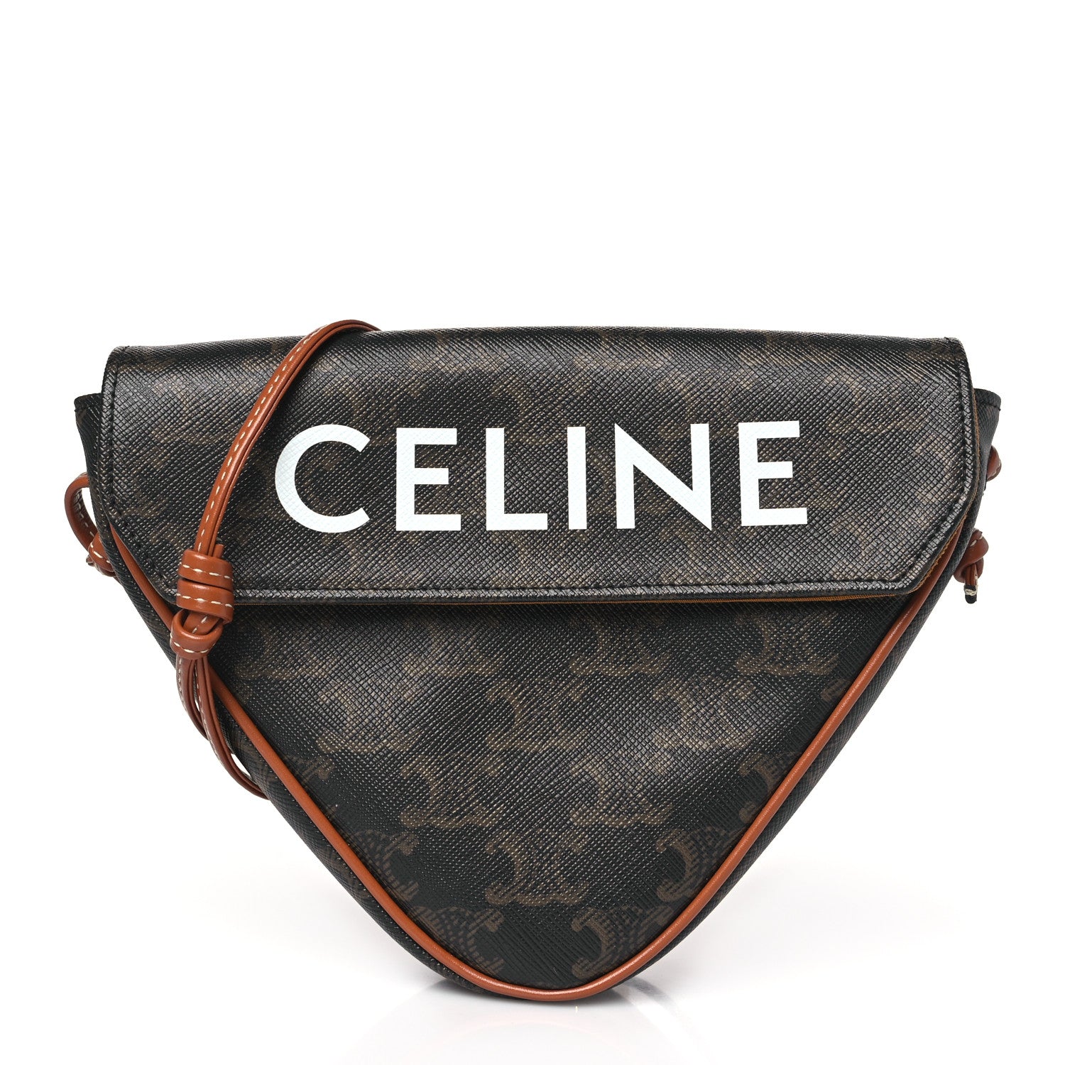 Celine Triomphe Canvas Triangle Crossbody Bag Tan 1 of 8
