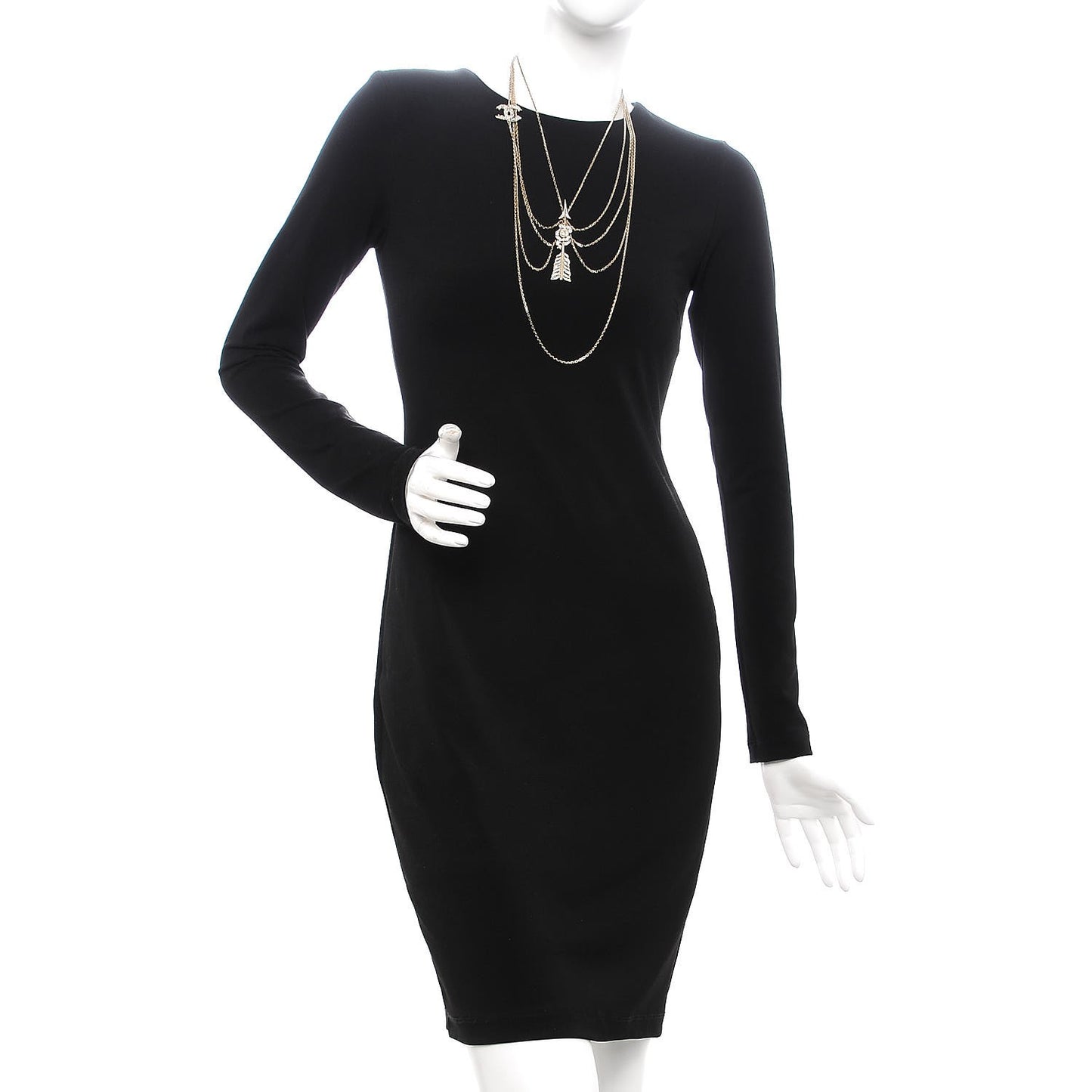 Crystal Pearl Multi Strand Chain CC Arrow Necklace Gold