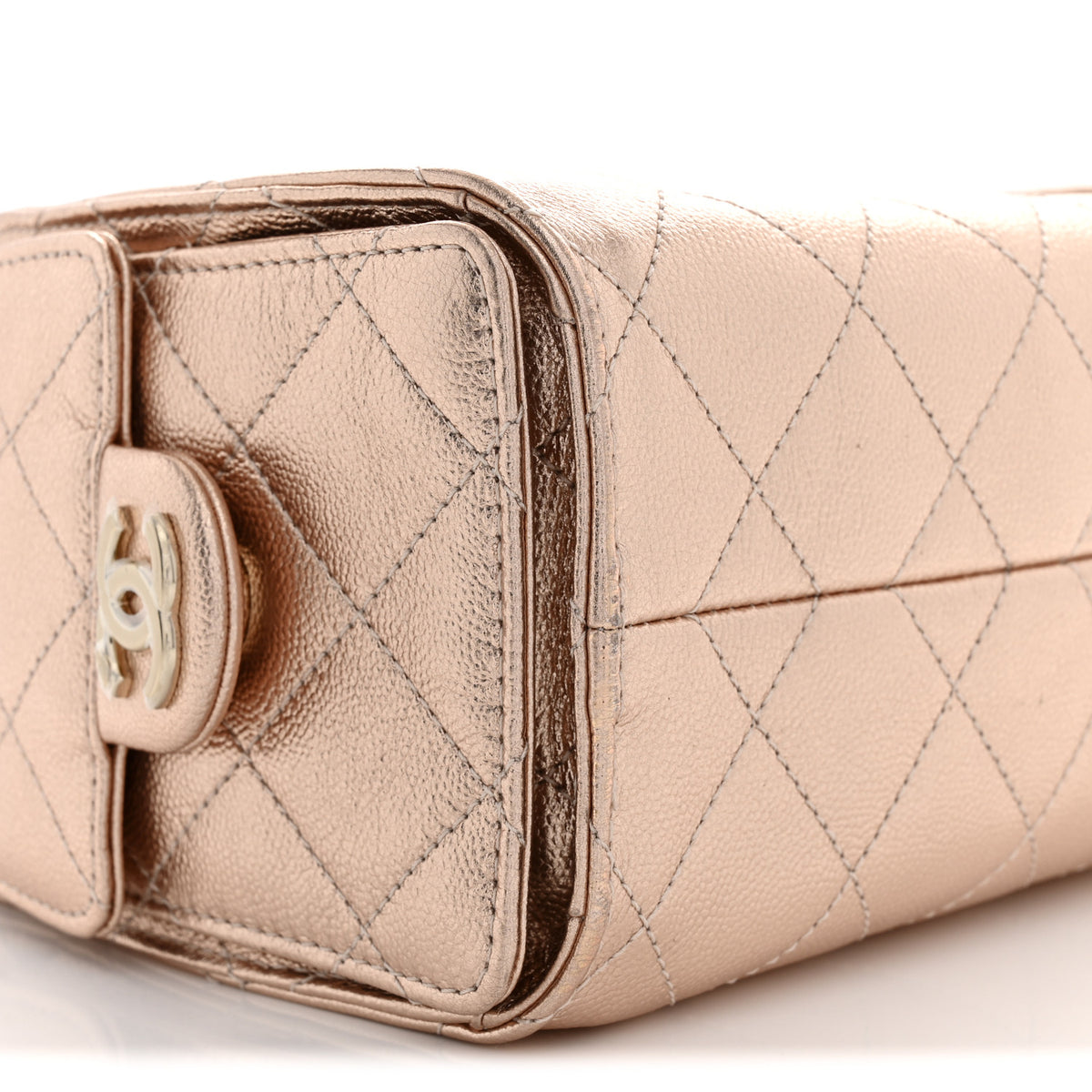 Metallic Caviar Quilted Mini Chanel 25 Handbag Copper