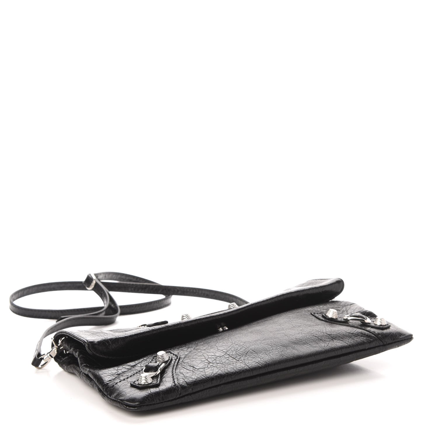 Balenciaga Agneau Giant 12 Silver Hardware Envelope Strap Clutch Black 4 of 10