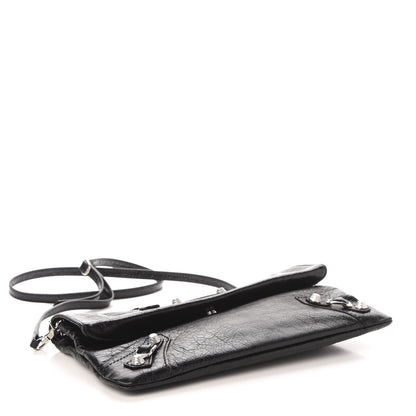 Balenciaga Agneau Giant 12 Silver Hardware Envelope Strap Clutch Black 4 of 10