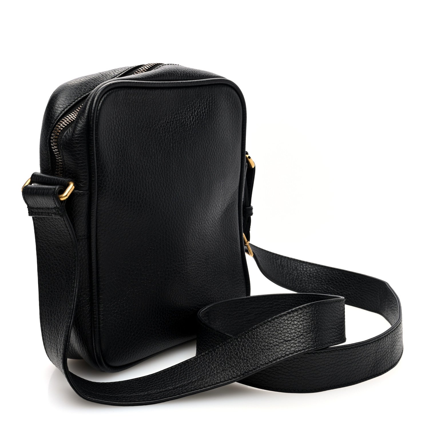 Gucci Grained Calfskin Logo Messenger Bag Black 3 of 10