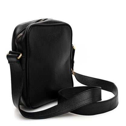 Gucci Grained Calfskin Logo Messenger Bag Black 3 of 10
