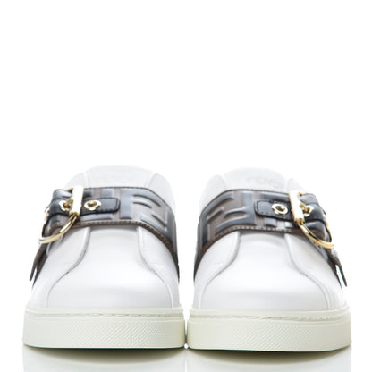 Fendi Vitello FF Embossed Womens Slip On Sneakers 36.5 Ultra White Maya Black 2 of 9