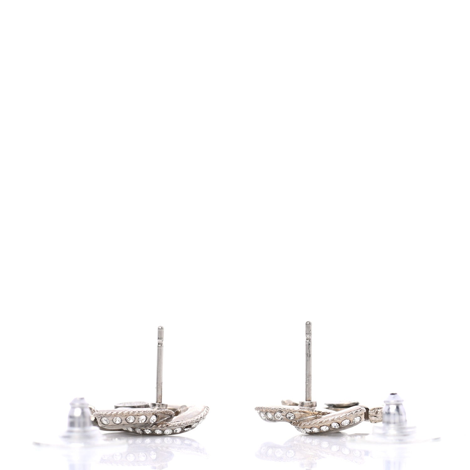 Chanel Enamel Crystal CC Earrings Silver 3 of 5