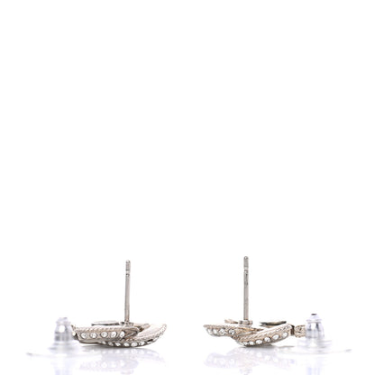 Chanel Enamel Crystal CC Earrings Silver 3 of 5