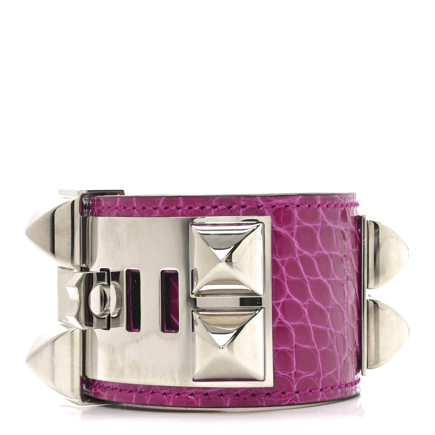 Shiny Alligator Collier De Chien CDC Bracelet S Fuchsia