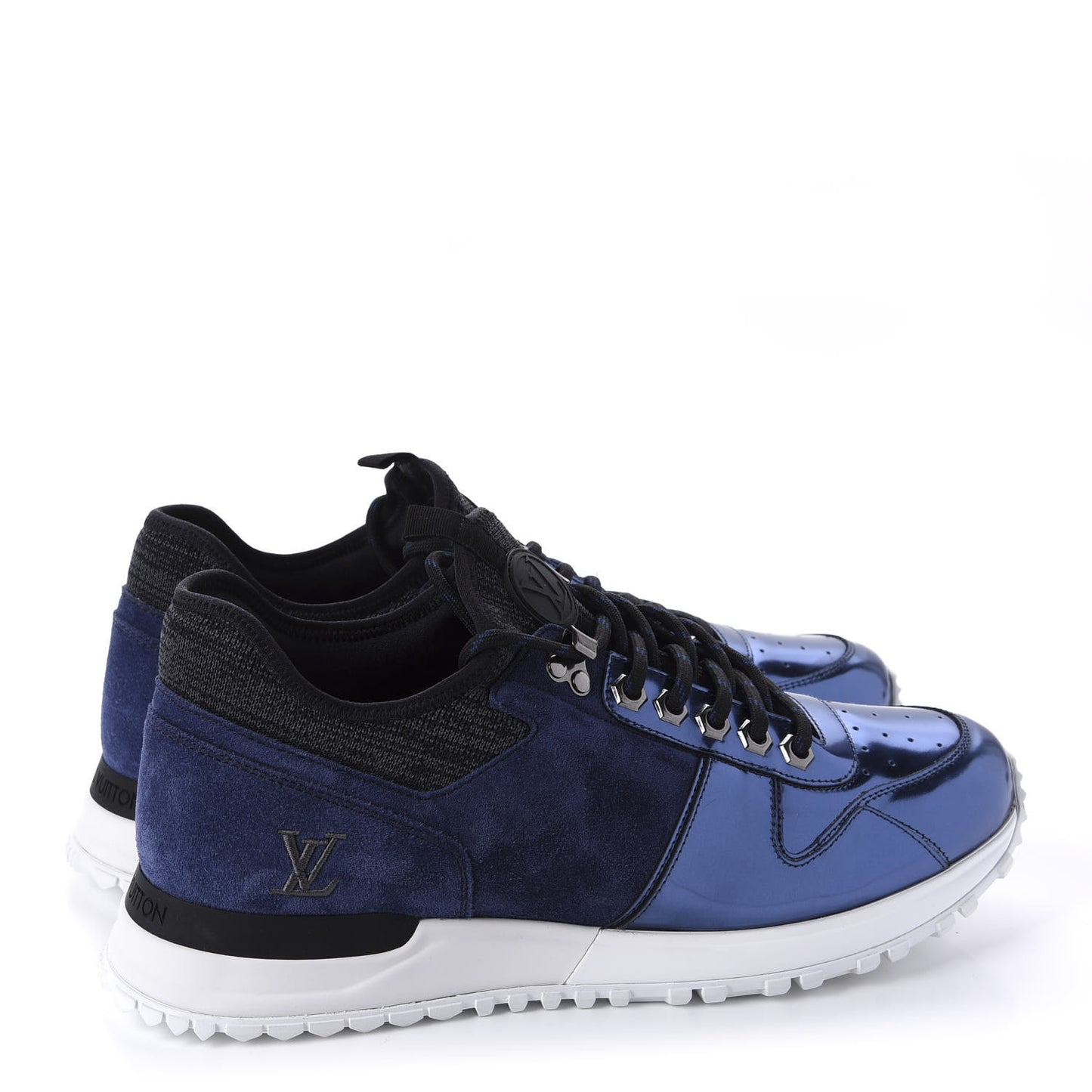 Metallic Patent Suede Run Away Sneakers 8 Marine