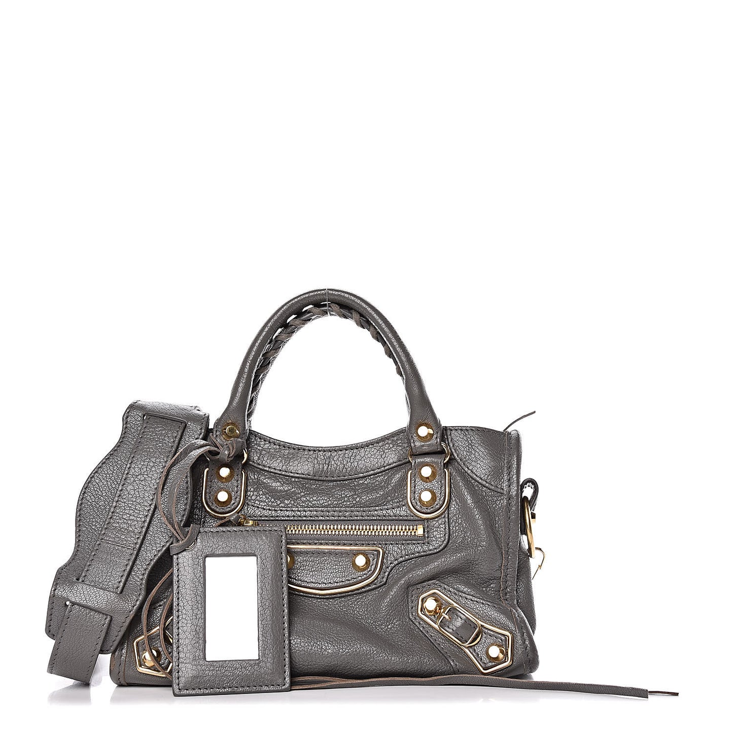 Chevre Gold Metallic Edge Hardware Mini City Gris Acier