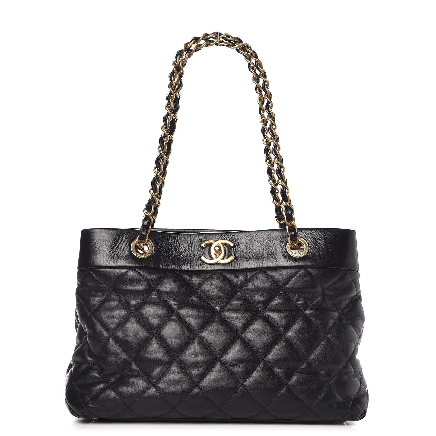 Calfskin Quilted Medium Soft Elegance Tote Black