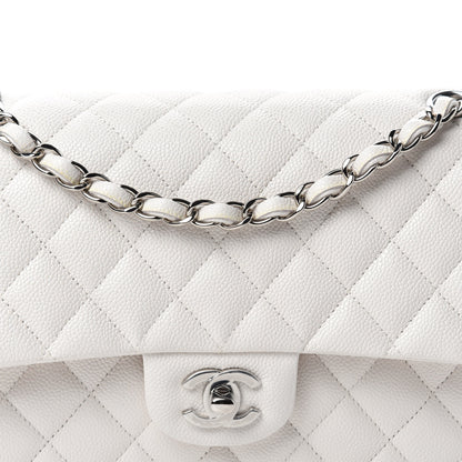 Chanel Caviar Quilted Medium Double Flap White 11 of 12