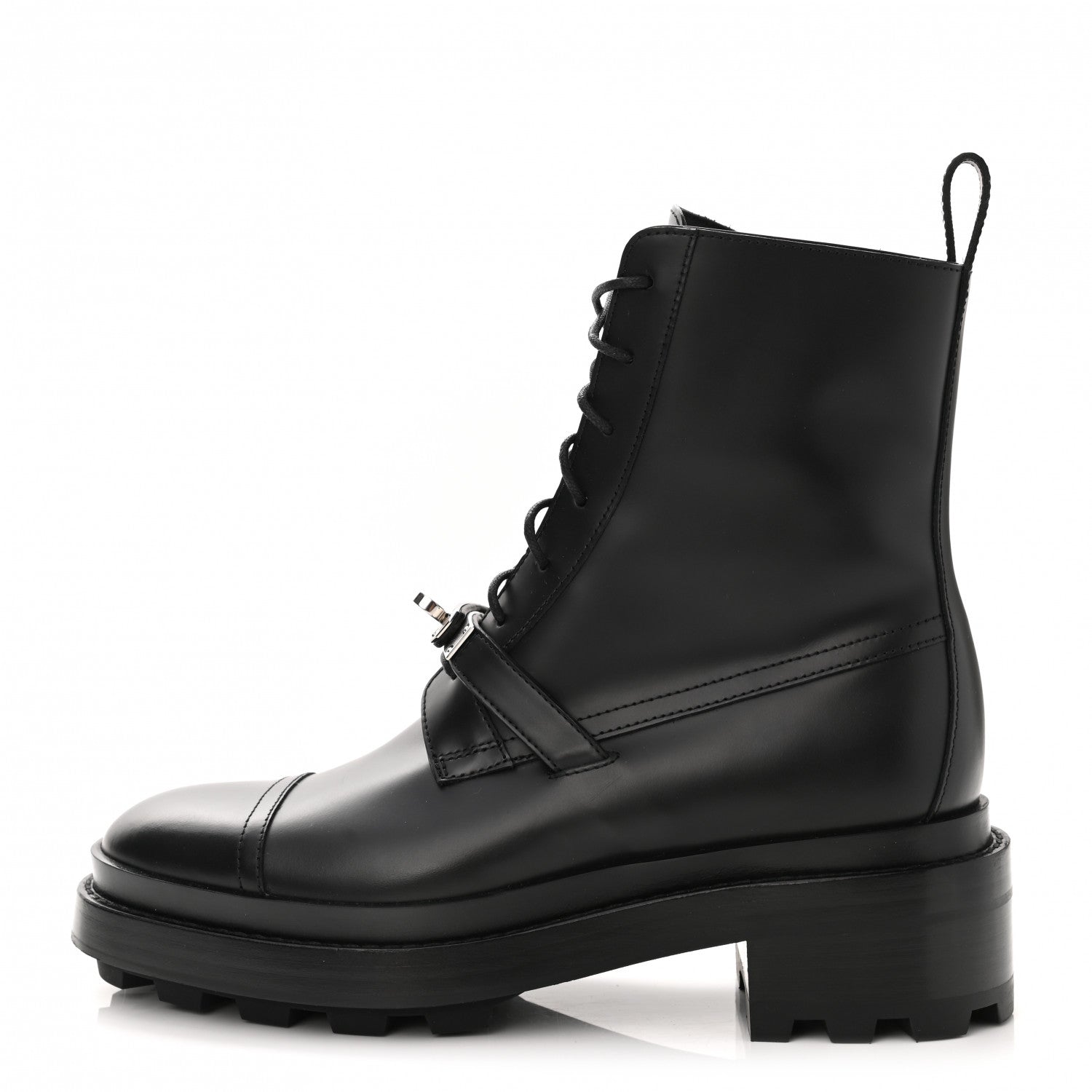 Hermes Glossed Calfskin Funk Ankle Boots 37.5 Black 1 of 9
