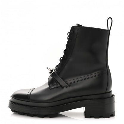 Hermes Glossed Calfskin Funk Ankle Boots 37.5 Black 1 of 9