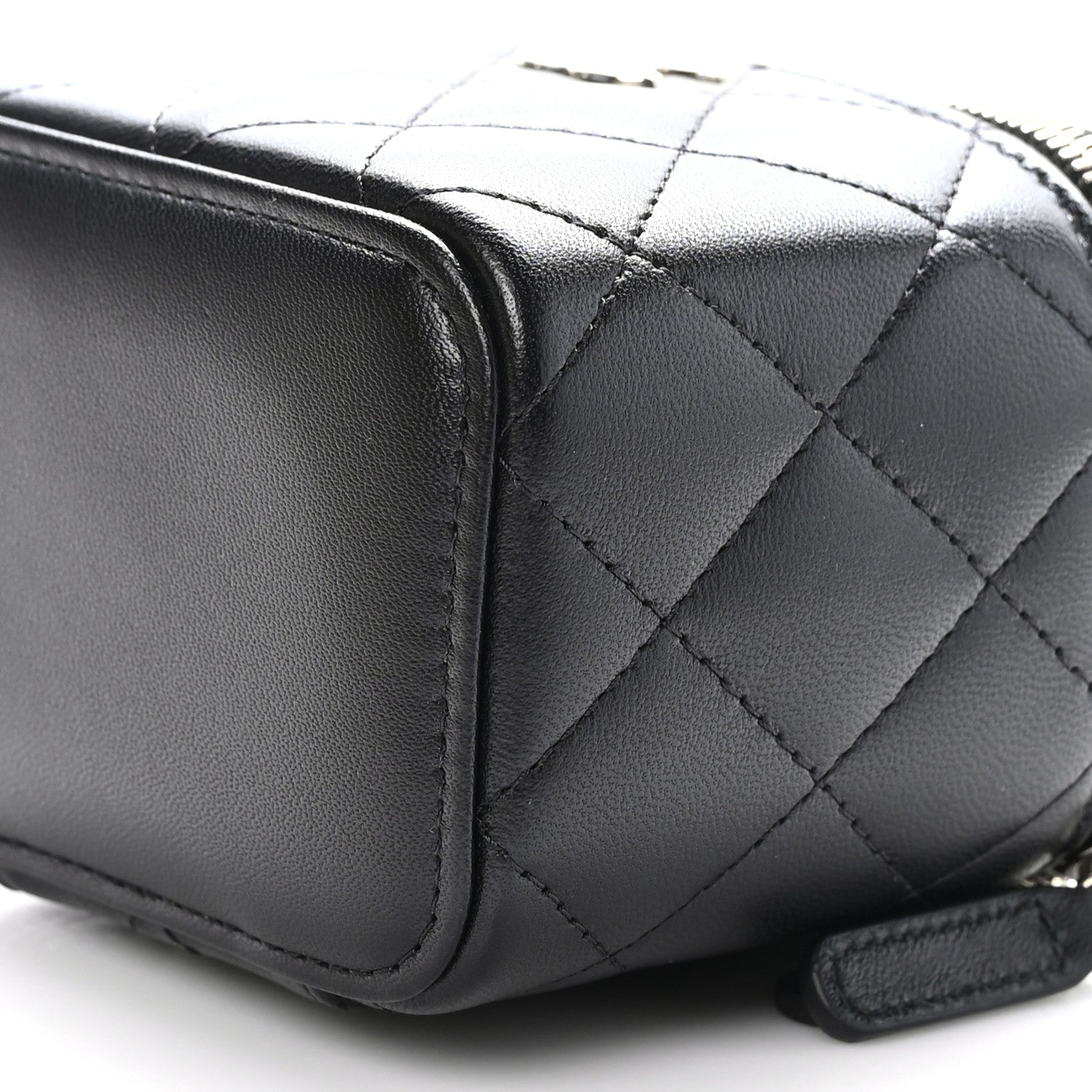 Chanel Lambskin Quilted Top Handle Mini Vanity Case With Chain Black 10 of 11