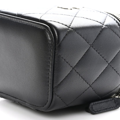 Chanel Lambskin Quilted Top Handle Mini Vanity Case With Chain Black 10 of 11