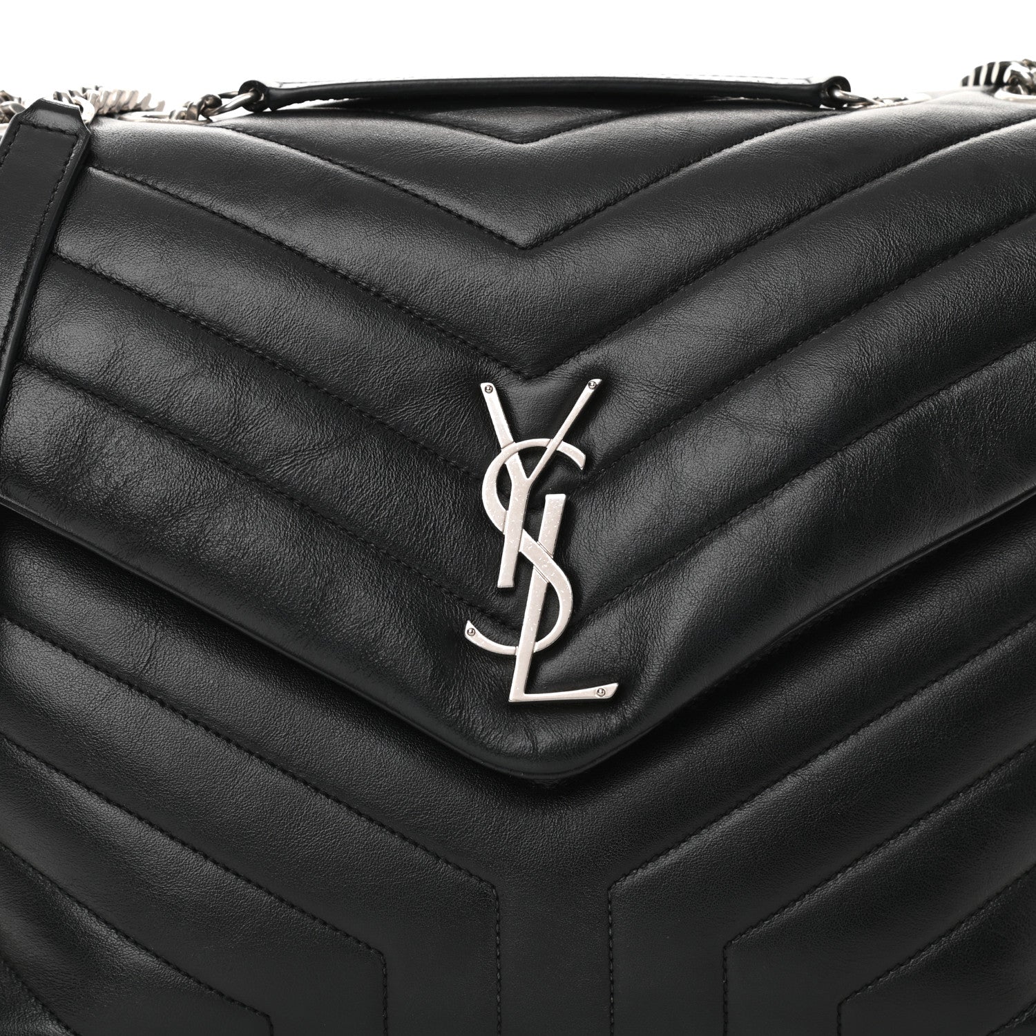 Saint Laurent Calfskin Y Quilted Monogram Medium Loulou Chain Satchel Black 8 of 12