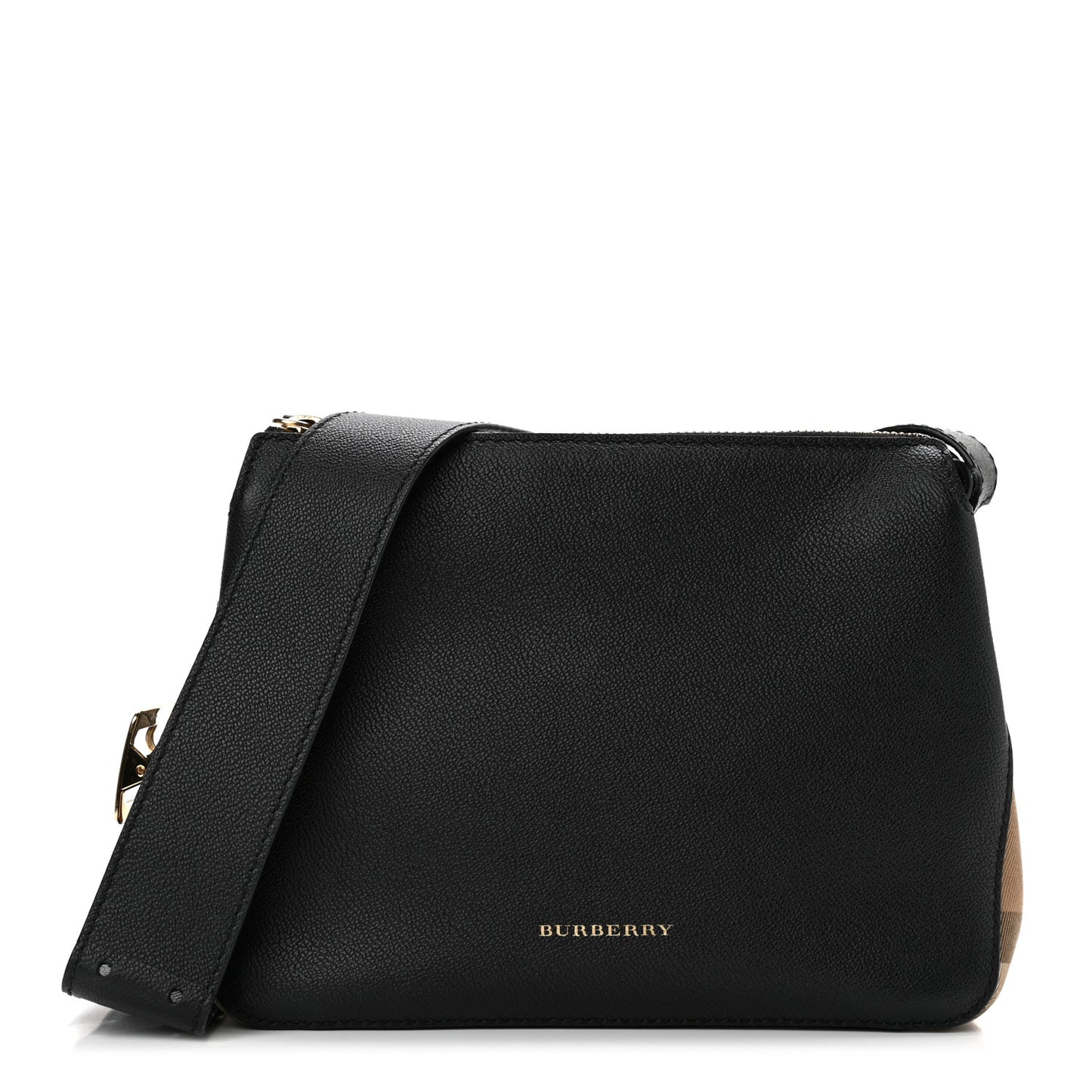 Soft Grain Calfskin House Check Small Helmsley Crossbody Black