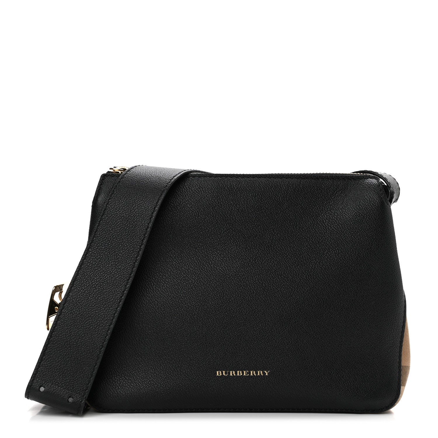 Burberry Soft Grain Calfskin House Check Small Helmsley Crossbody Black 1 of 11