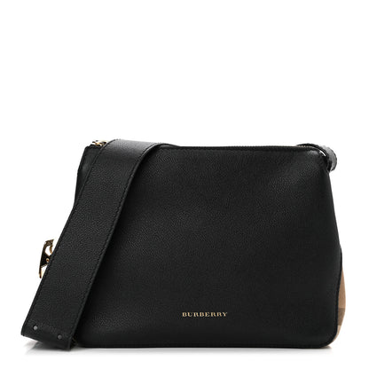 Burberry Soft Grain Calfskin House Check Small Helmsley Crossbody Black 1 of 11