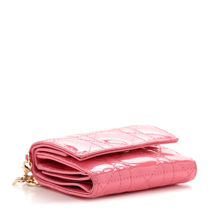 Christian Dior Patent Cannage Lady Dior Medium Wallet Bubble Pink 4 of 7