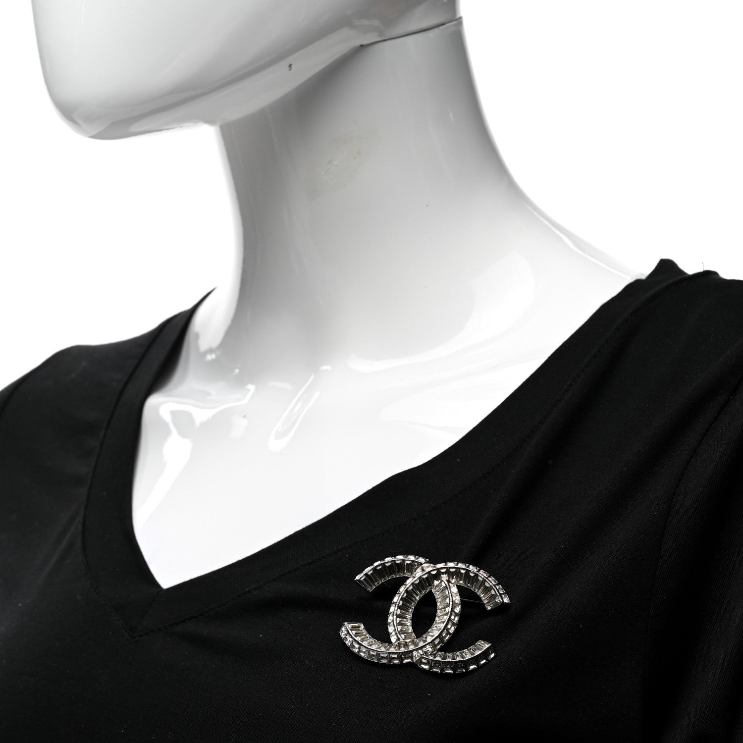 Chanel Baguette Crystal CC Brooch Silver 2 of 4