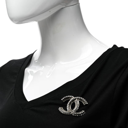Chanel Baguette Crystal CC Brooch Silver 2 of 4