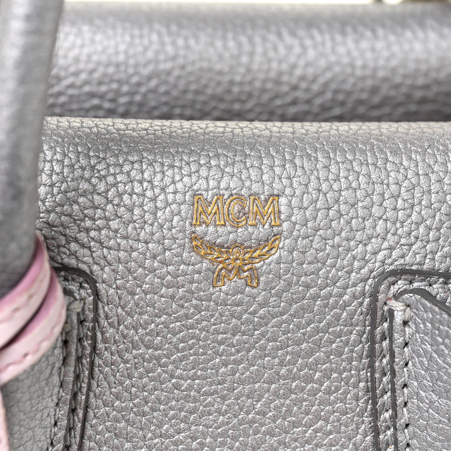 Metallic Grained Calfskin Mini Milla Tote Spike Silver