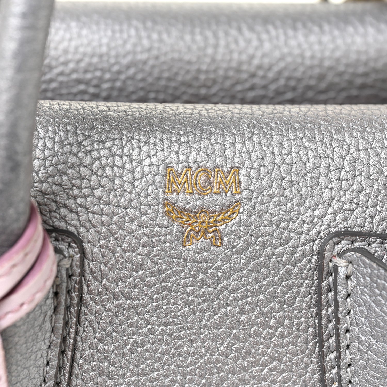 MCM Metallic Grained Calfskin Mini Milla Tote Spike Silver 8 of 21