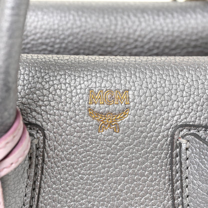 MCM Metallic Grained Calfskin Mini Milla Tote Spike Silver 8 of 21