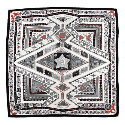 Hermes Silk Ors Blues d'Afrique Scarf 90 Noir Gris Rouge 1 of 7