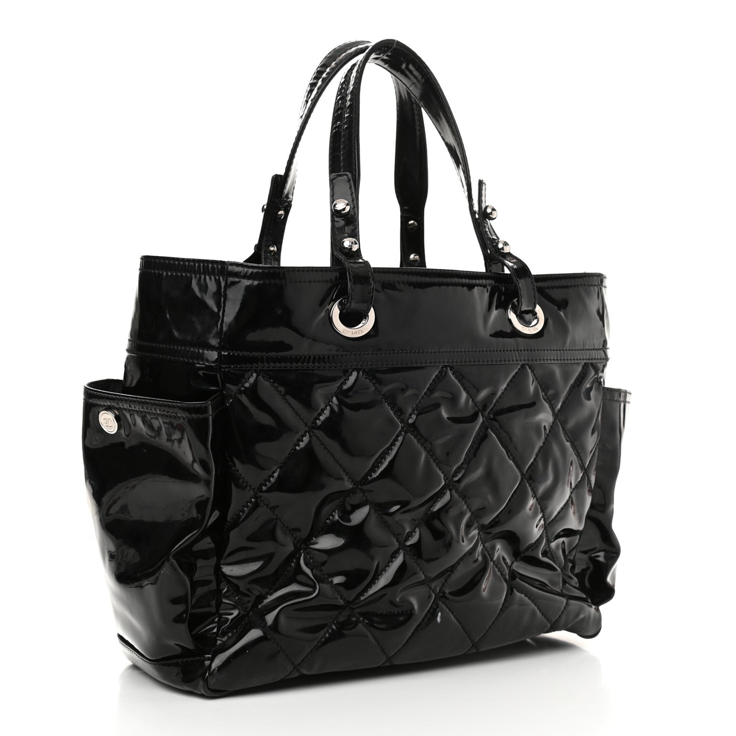 Vinyl Quilted Large Paris Biarritz Tote Black