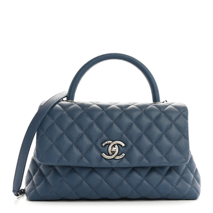 Chanel Caviar Quilted Small Coco Handle Flap Blue 1 of 10